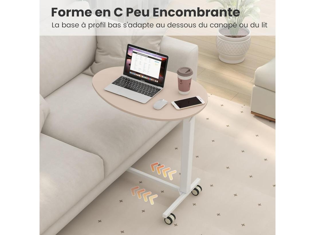 Vente Unique Table Bar Haute Table Mange Debout Réglable 74-108 Cm Roulettes Verrouillables