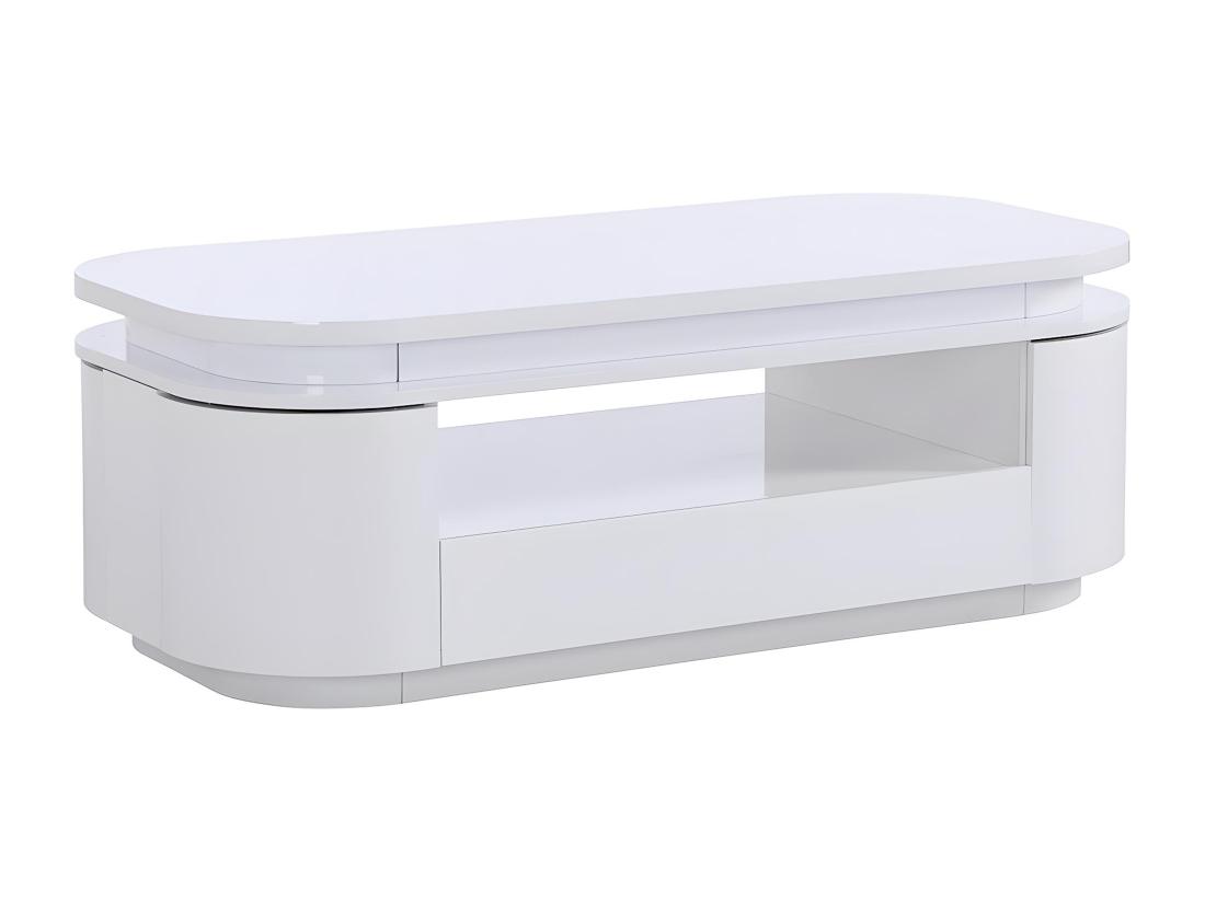 Vente Unique Table Basse 4 Portes Et 1 Tiroir Avec LEDs En MDF - Blanc Laqué - VANDANA