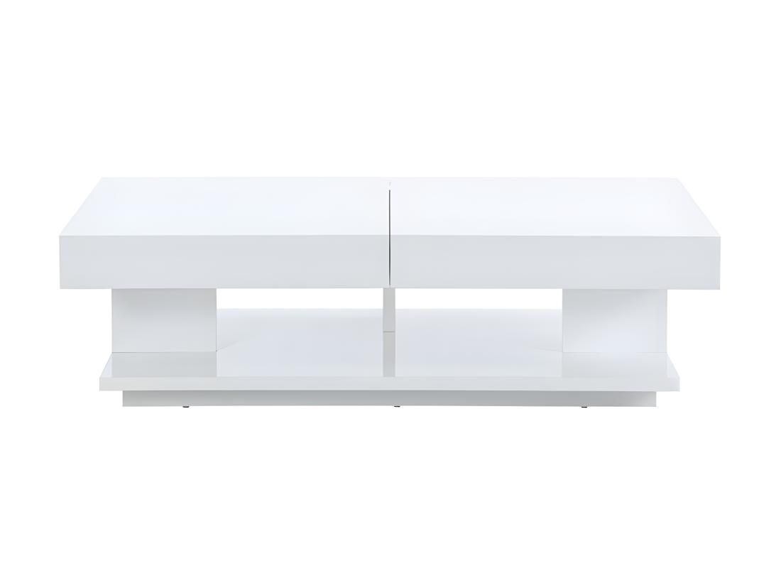 Vente Unique Table Basse ARAMIS Avec Rangements - MDF Laqué Blanc