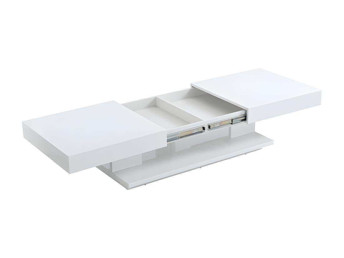 Vente Unique Table Basse ARAMIS Avec Rangements - MDF Laqué Blanc