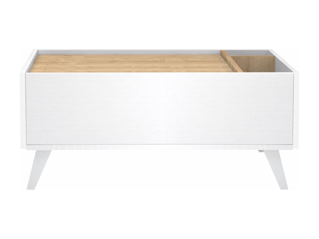 vente unique Table basse avec 1 tiroir et 2 niches - Naturel et blanc - ISALIA