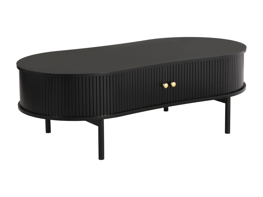 Vente Unique Table Basse Avec 2 Portes Coulissantes En MDF - Noir - SEVATO