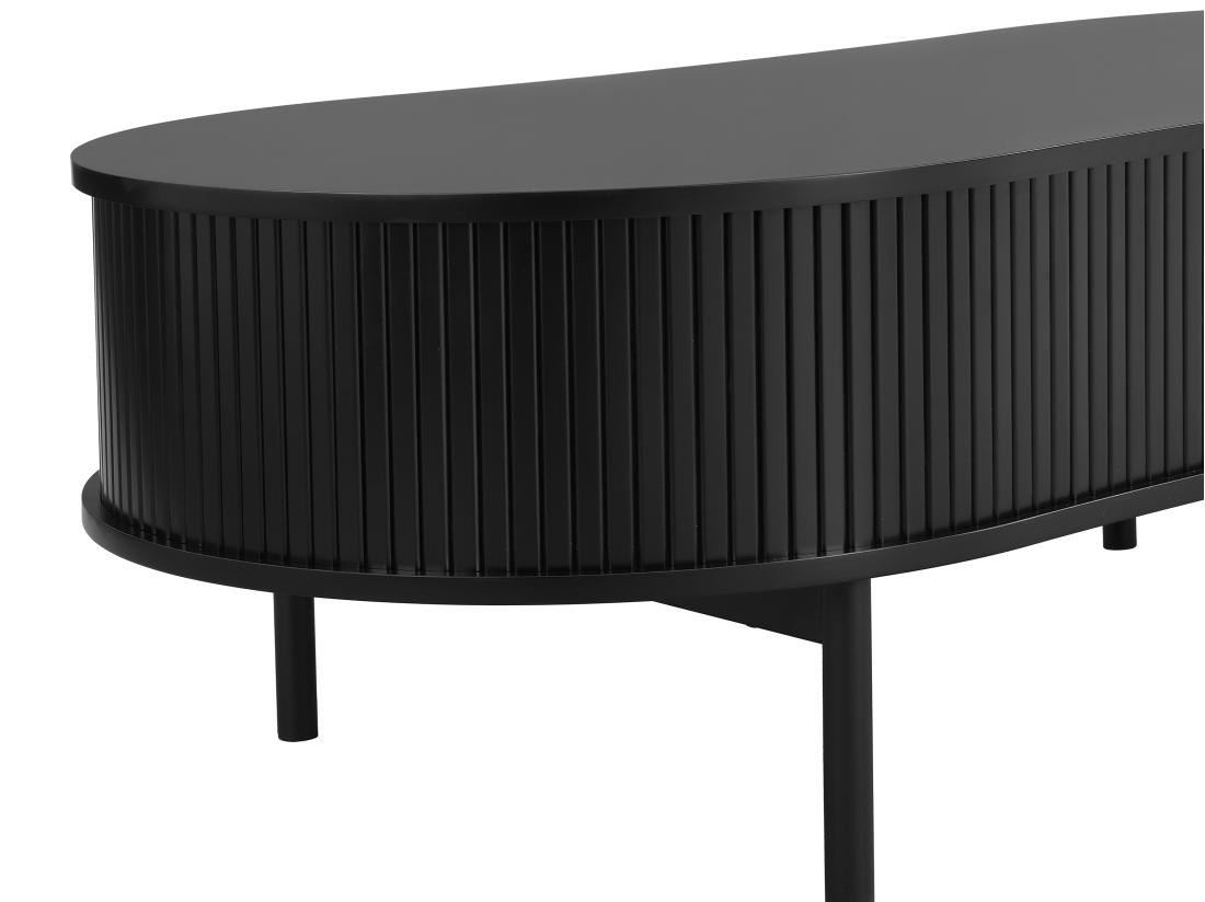 Vente Unique Table Basse Avec 2 Portes Coulissantes En MDF - Noir - SEVATO