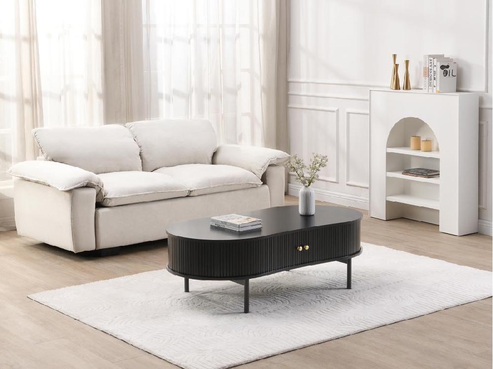 vente unique Table basse avec 2 portes coulissantes en MDF - Noir - SEVATO