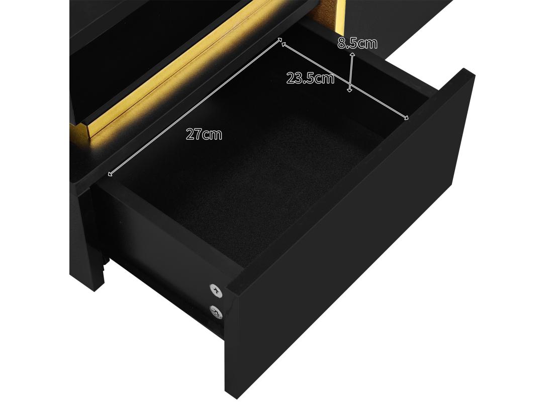 Vente Unique Table basse Avec 2 Tiroirs - Aspect Brillant Et garniture dorée - Noir