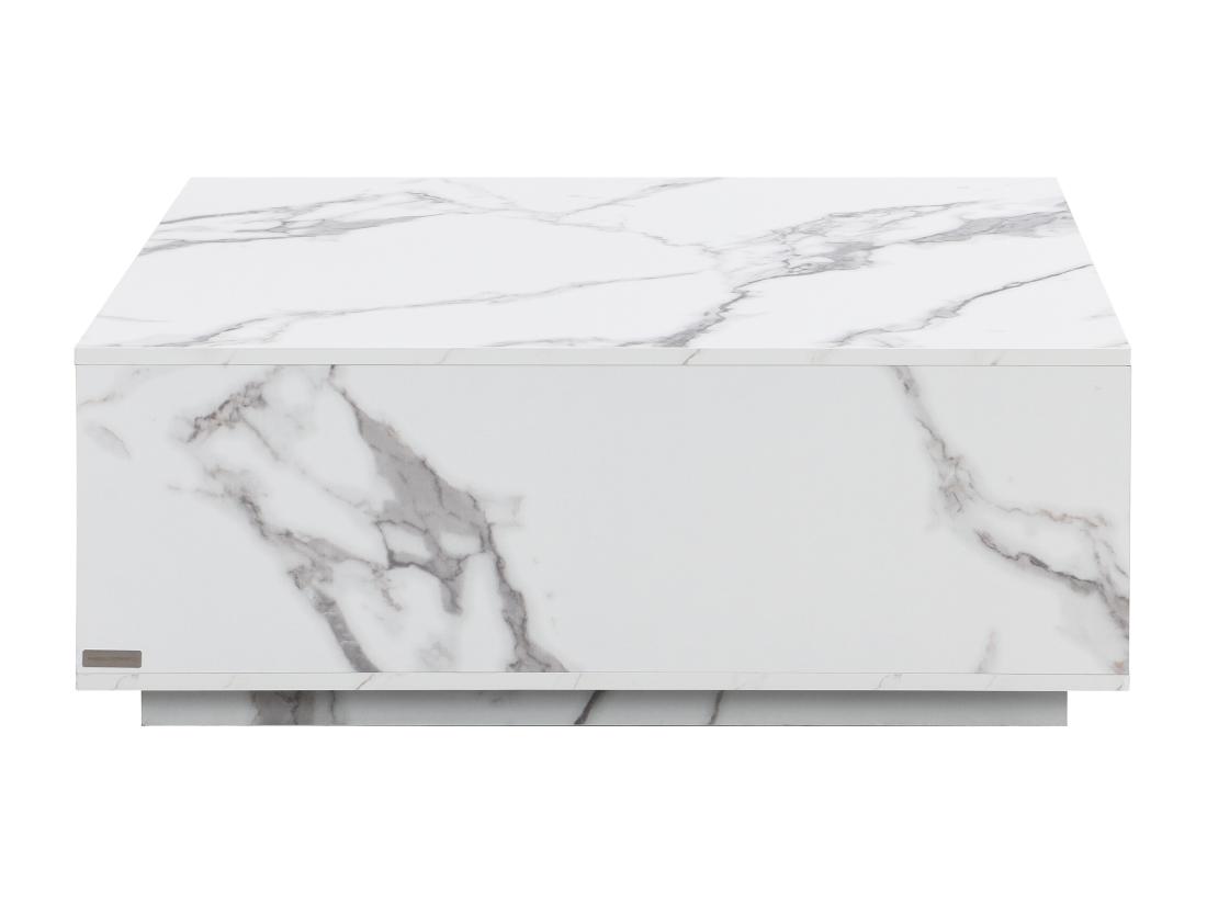 Vente Unique Table Basse Avec 2 Tiroirs En MDF - Effet Marbre Blanc - ANTRIM De Pascal Morabito