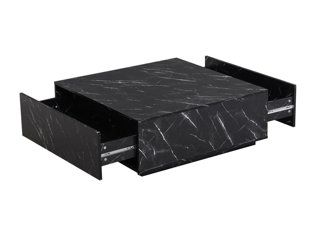 Vente Unique Table Basse Avec 2 Tiroirs En MDF - Effet Marbre Noir - ANTRIM De Pascal Morabito