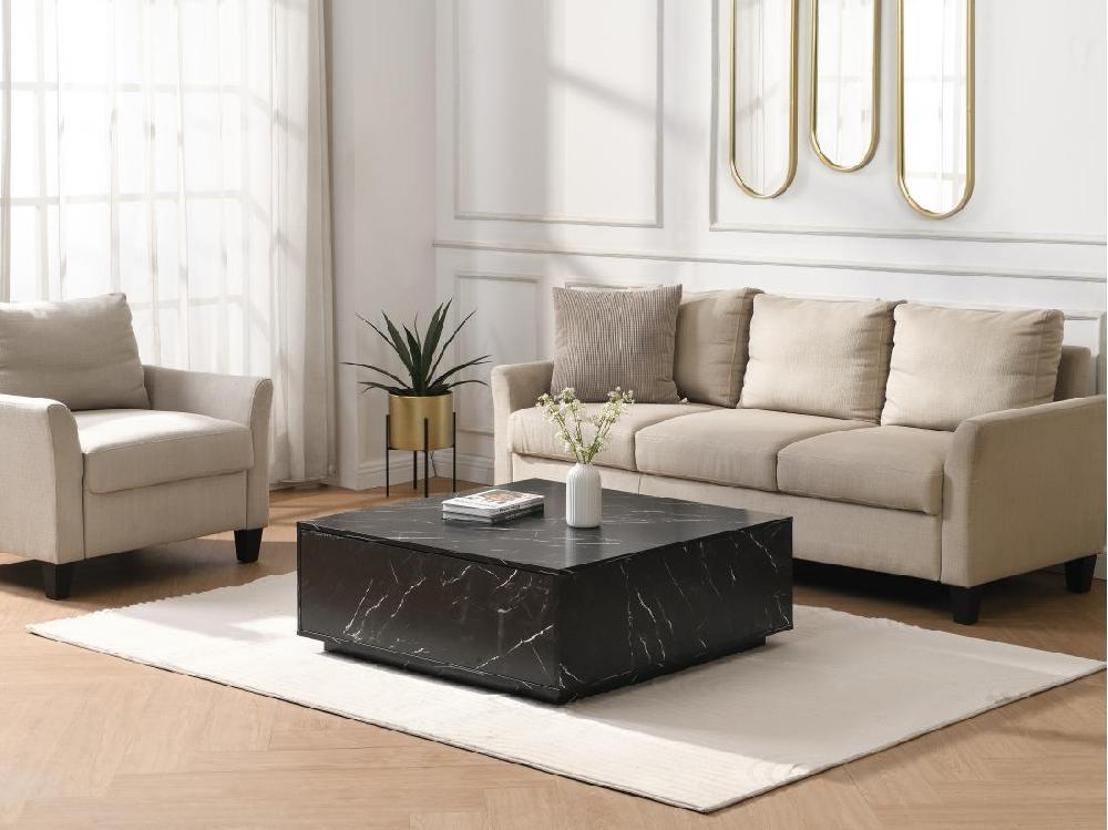 vente unique Table basse avec 2 tiroirs en MDF - Effet marbre noir - ANTRIM de Pascal Morabito