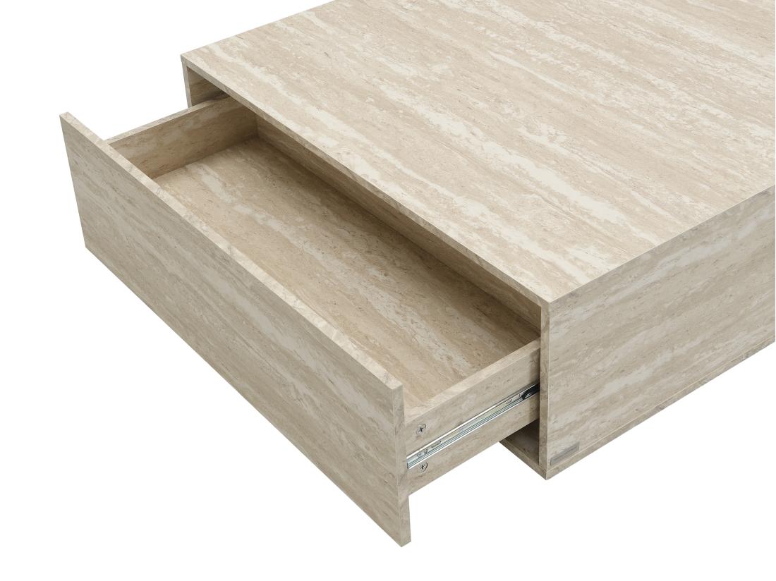 Vente Unique Table Basse Avec 2 Tiroirs En MDF - Effet Travertin Beige - ANTRIM De Pascal Morabito