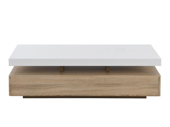 Vente Unique Table Basse Avec 2 Tiroirs En MDF - Naturel Clair Et Blanc - FELIX