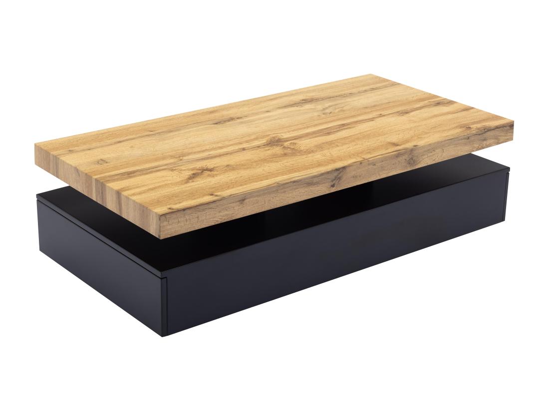 Vente Unique Table Basse Avec 2 Tiroirs En MDF - Noir Et Naturel Clair - FELIX