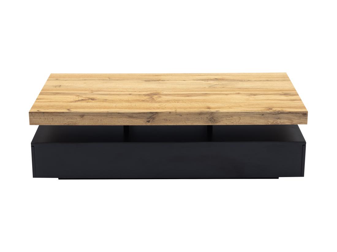Vente Unique Table Basse Avec 2 Tiroirs En MDF - Noir Et Naturel Clair - FELIX