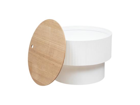 Vente Unique Table Basse Avec Coffre De Rangement En Bois Peint Blanc D 55 X H 38 Cm