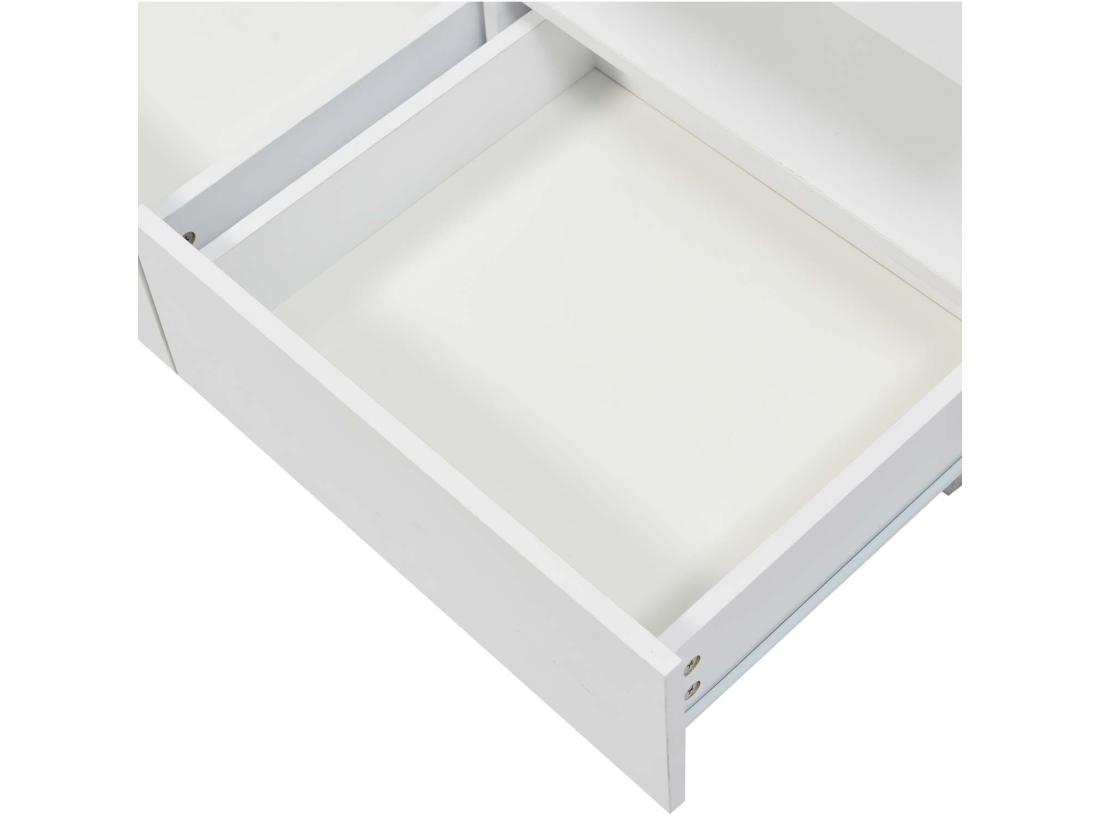 Vente Unique Table Basse Avec LED - 2 Tiroirs Et 2 Compartiments - Style Moderne - Blanc