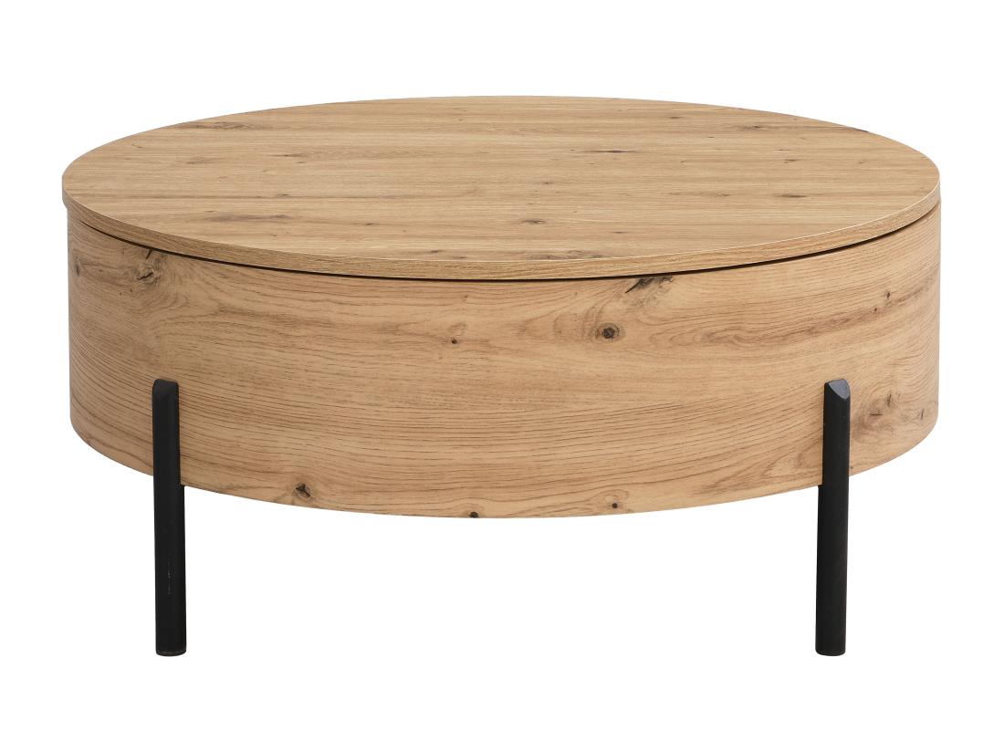 Vente Unique Table Basse Avec Plateau Pivotant Et Coffre De Rangement En MDF - Naturel - YEMELIA