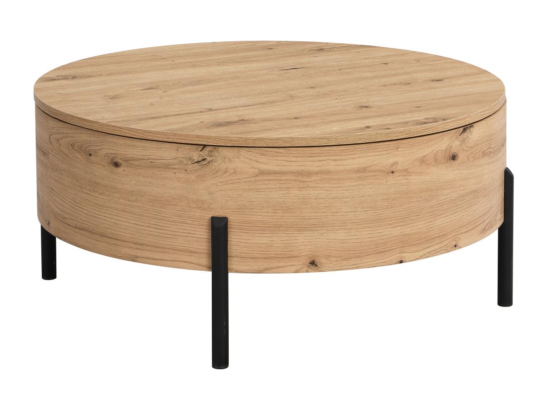 Vente Unique Table Basse Avec Plateau Pivotant Et Coffre De Rangement En MDF - Naturel - YEMELIA
