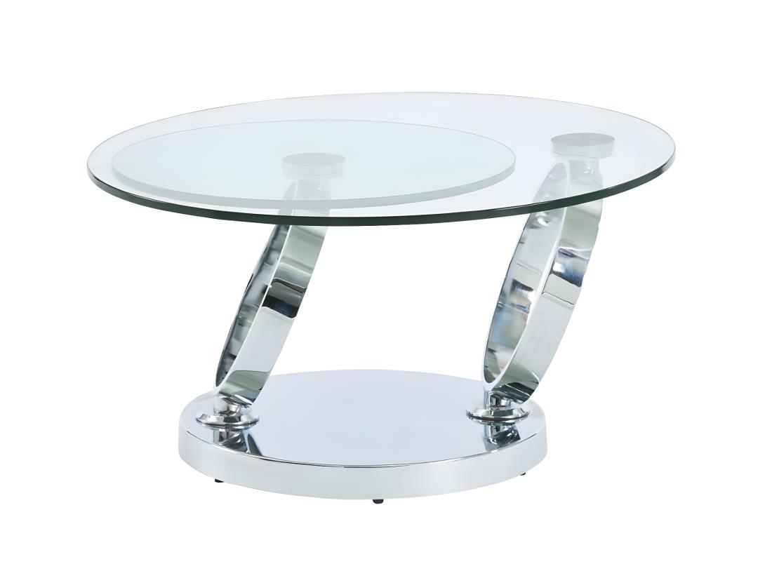 Vente Unique Table Basse Avec Plateaux Pivotants - Verre Trempé Et Métal - JOLINE De Maison Céphy