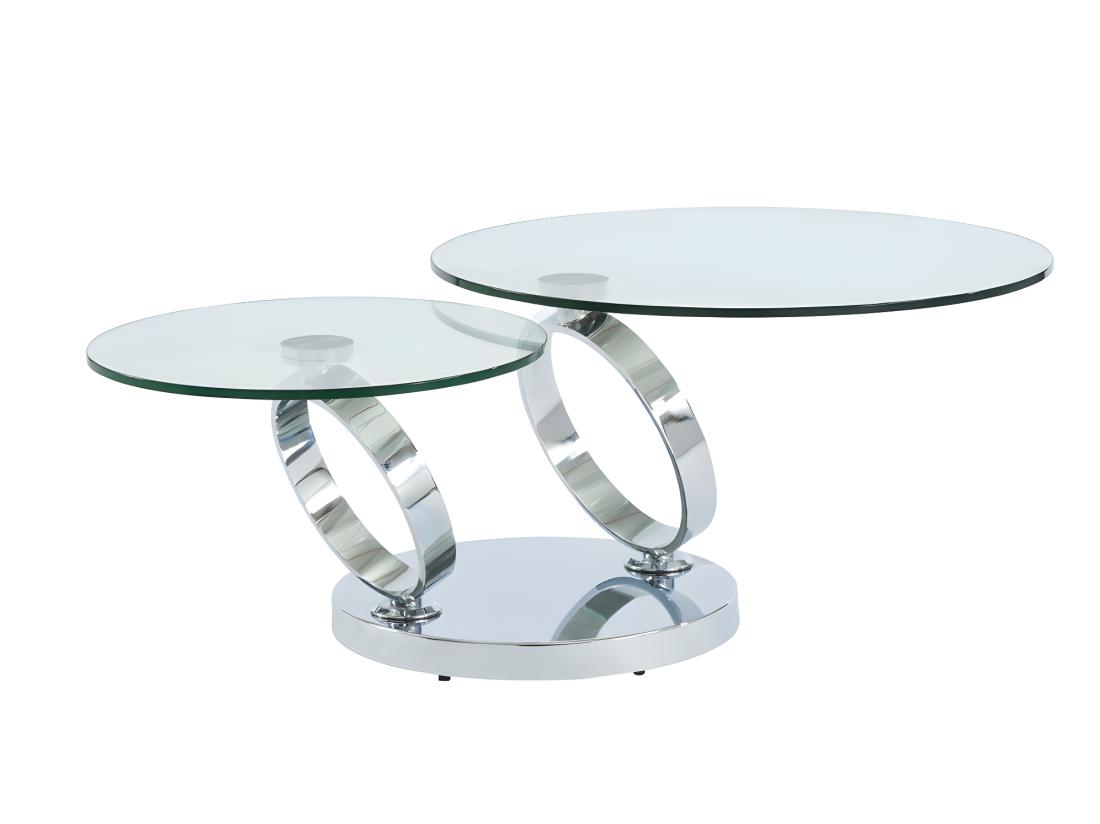 Vente Unique Table Basse Avec Plateaux Pivotants - Verre Trempé Et Métal - JOLINE De Maison Céphy
