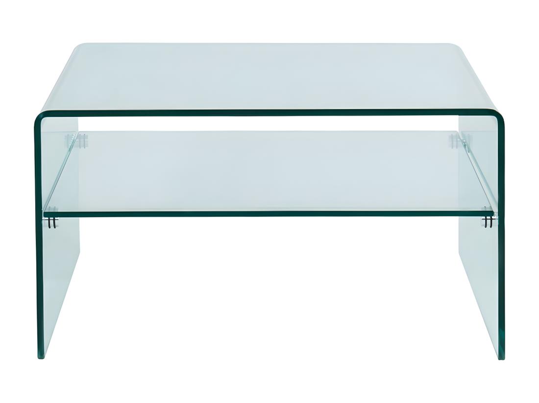 Vente Unique Table Basse Carrée STILEOS - Double Plateau - Verre Trempé