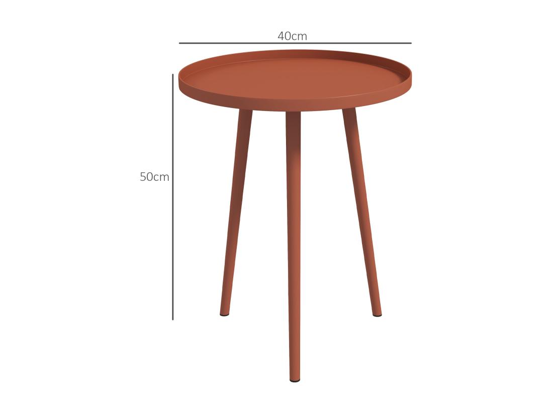 Vente Unique Table Basse De Jardin D'appoint Design Scandinave Ø 40 X 50H Cm Acier époxy Rouge