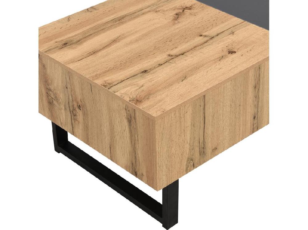 Vente Unique Table Basse En Bois Et Métal - Avec Rangements Cachés - Naturel & Gris