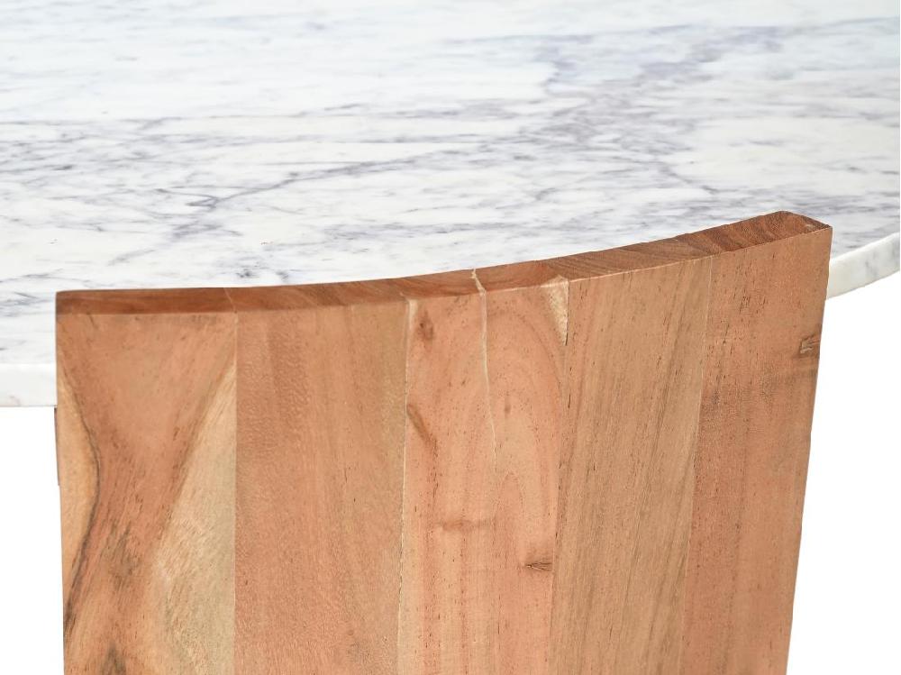 Vente Unique Table Basse En Marbre Et Bois De Manguier - Blanc Et Naturel Clair - KAILA