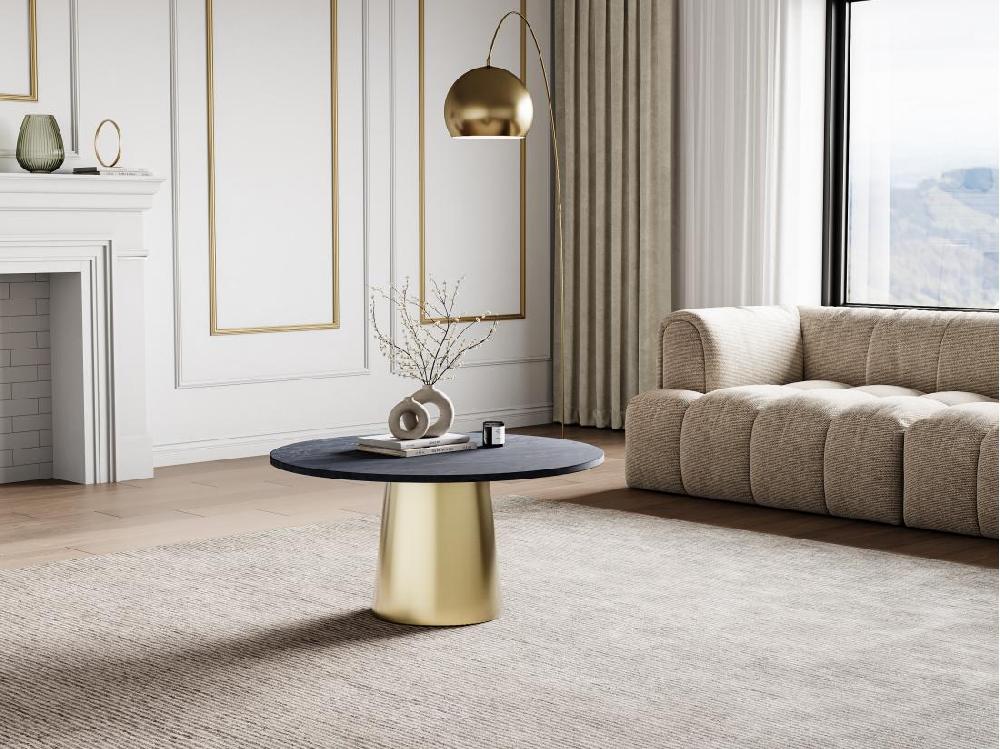 vente unique Table basse en marbre et métal - Noir et Doré - DESIORA
