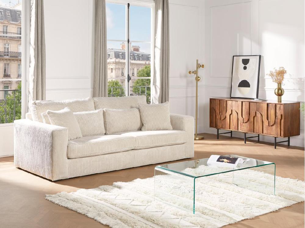 vente unique Table basse en verre trempé courbé - Transparent - ALONZO