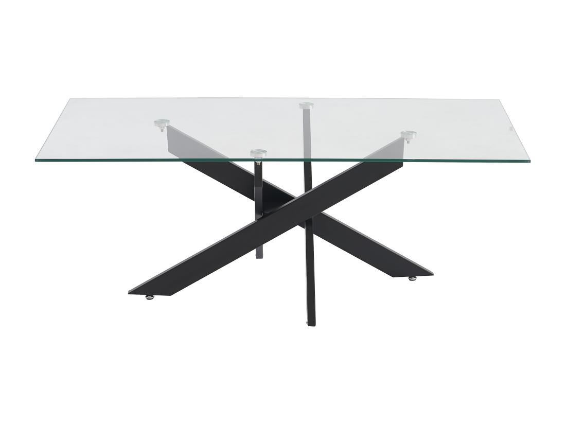 Vente Unique Table Basse En Verre Trempé Et Métal Noir - Transparent - COSIMA