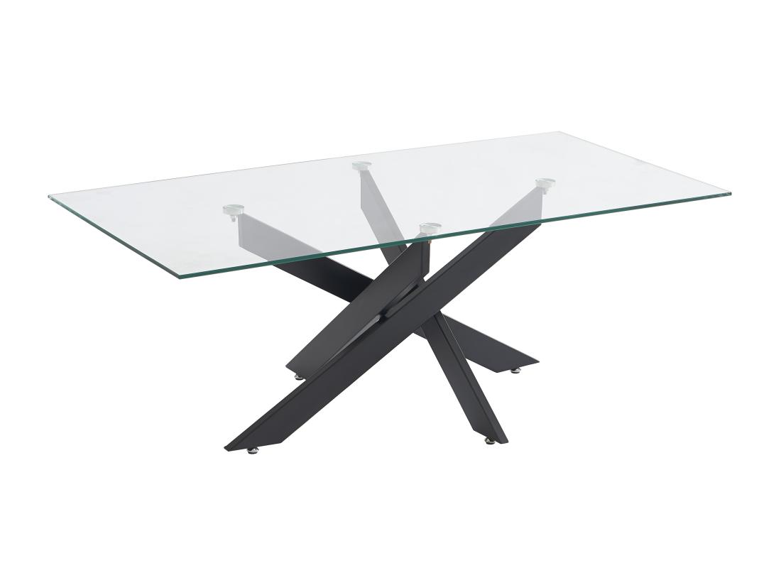 Vente Unique Table Basse En Verre Trempé Et Métal Noir - Transparent - COSIMA