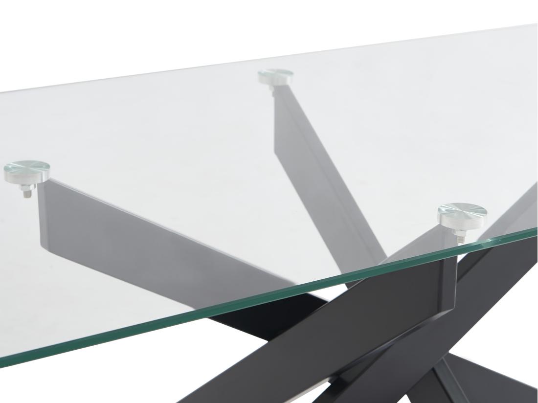 Vente Unique Table Basse En Verre Trempé Et Métal Noir - Transparent - COSIMA