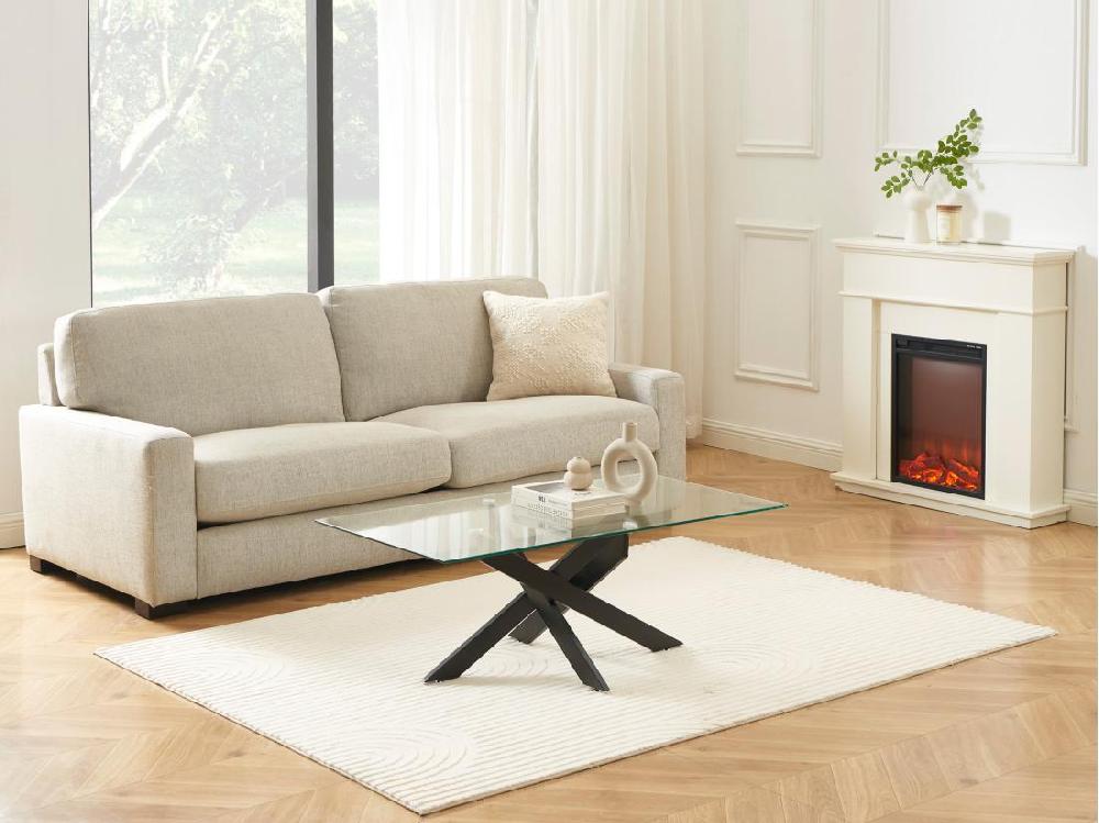 vente unique Table basse en verre trempé et métal noir - Transparent - COSIMA