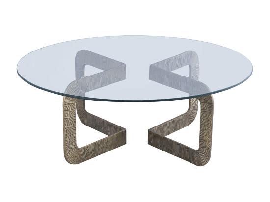Vente Unique Table Basse En Verre Trempé Et Métal - Transparent Et Doré - CELENA