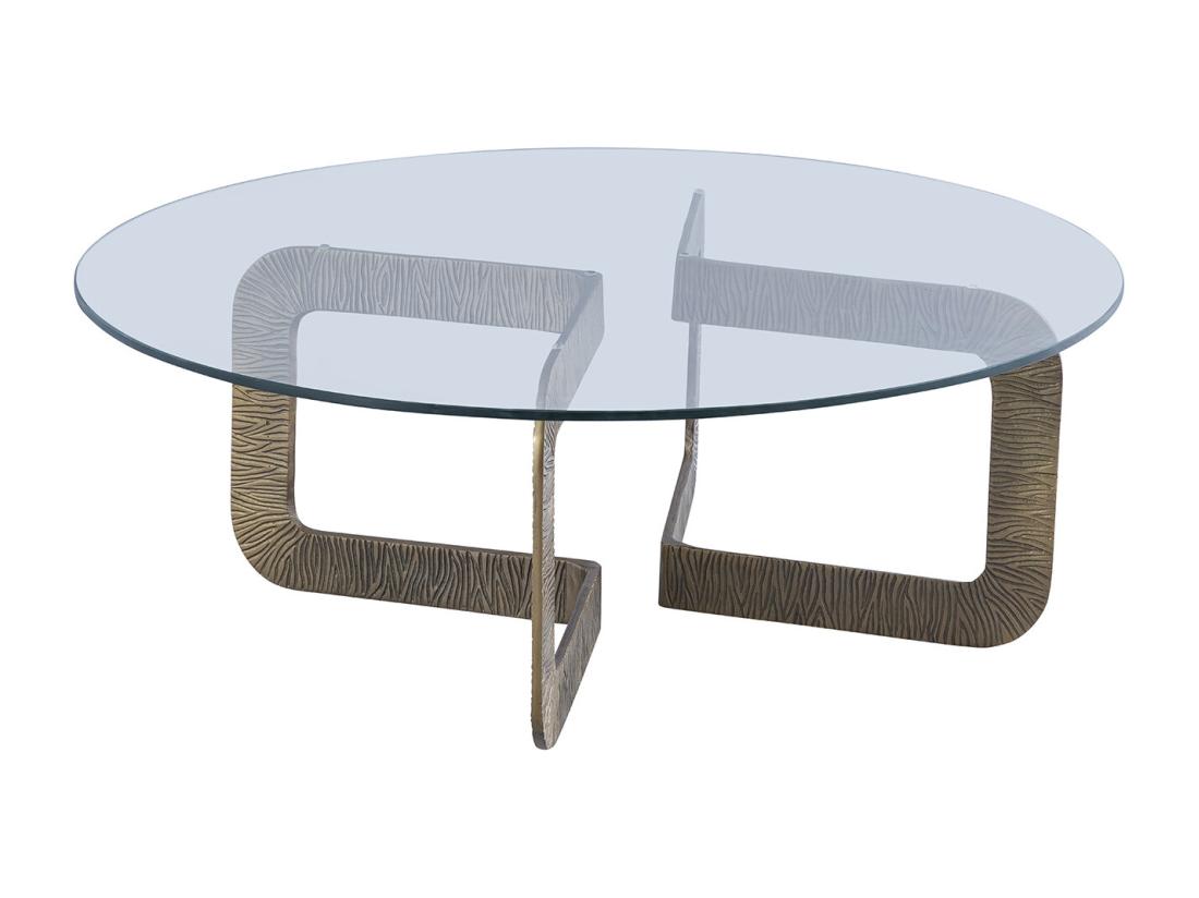 Vente Unique Table Basse En Verre Trempé Et Métal - Transparent Et Doré - CELENA