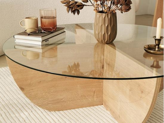 Vente Unique Table Basse En Verre Trempé - Naturel Clair Et Transparent - AYSUN