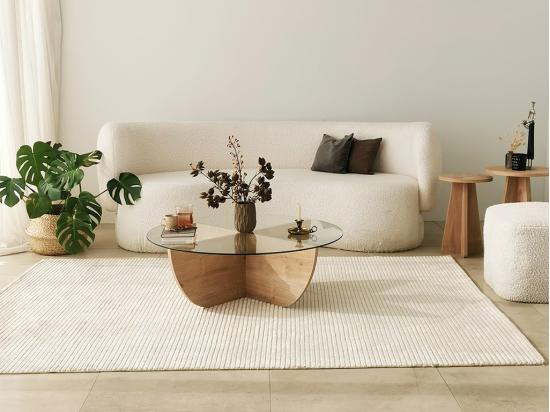 vente unique Table basse en verre trempé - Naturel clair et Transparent - AYSUN