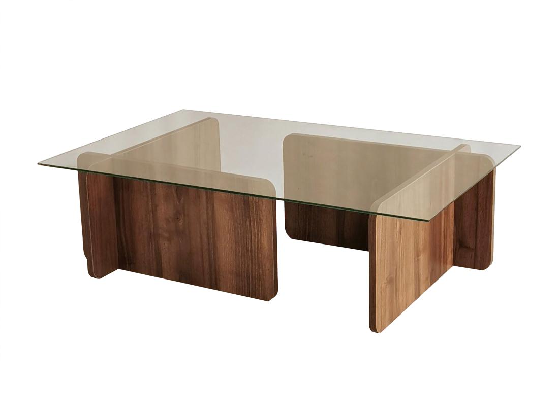 Vente Unique Table Basse En Verre Trempé - Naturel Foncé Et Transparent - AZRA