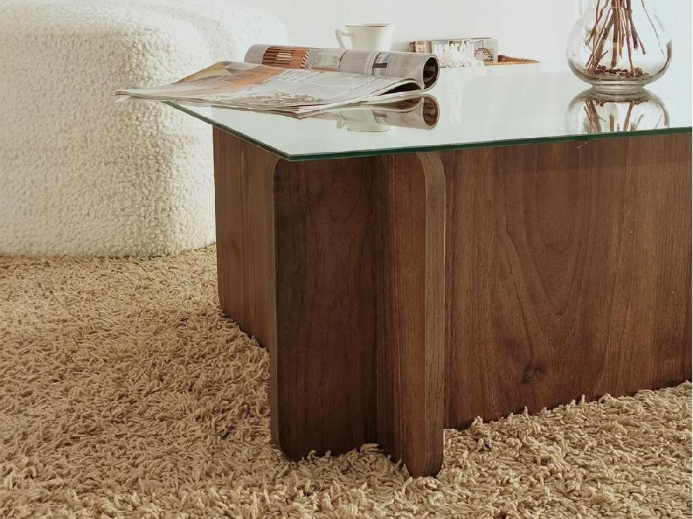 Vente Unique Table Basse En Verre Trempé - Naturel Foncé Et Transparent - AZRA