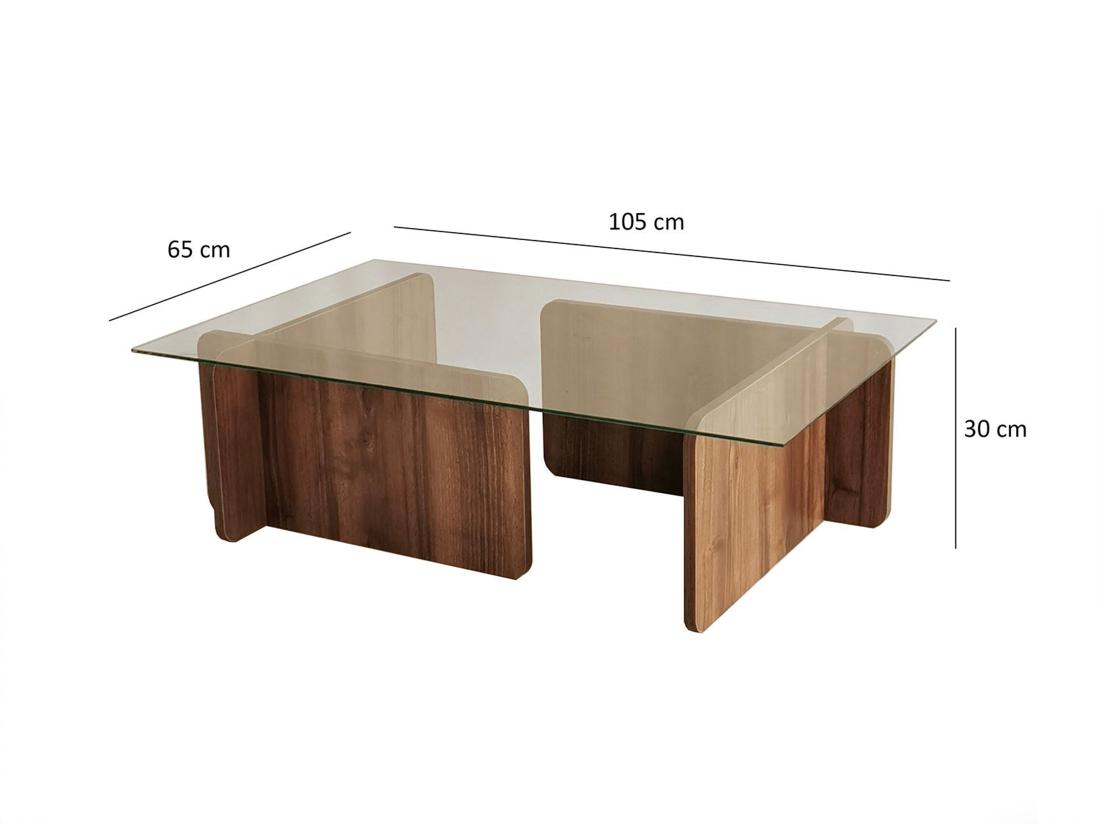 Vente Unique Table Basse En Verre Trempé - Naturel Foncé Et Transparent - AZRA