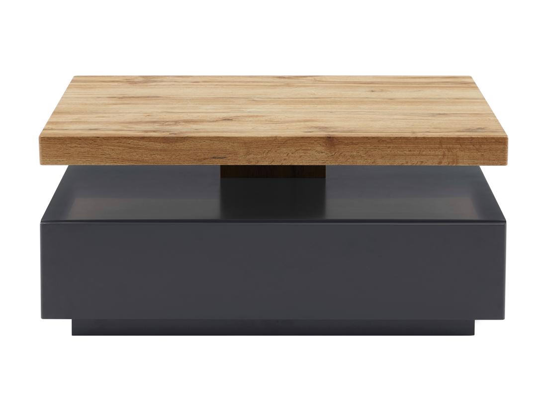 Vente Unique Table Basse Pivotante Avec 1 Tiroir En MDF - Anthracite Et Naturel - KYRIA