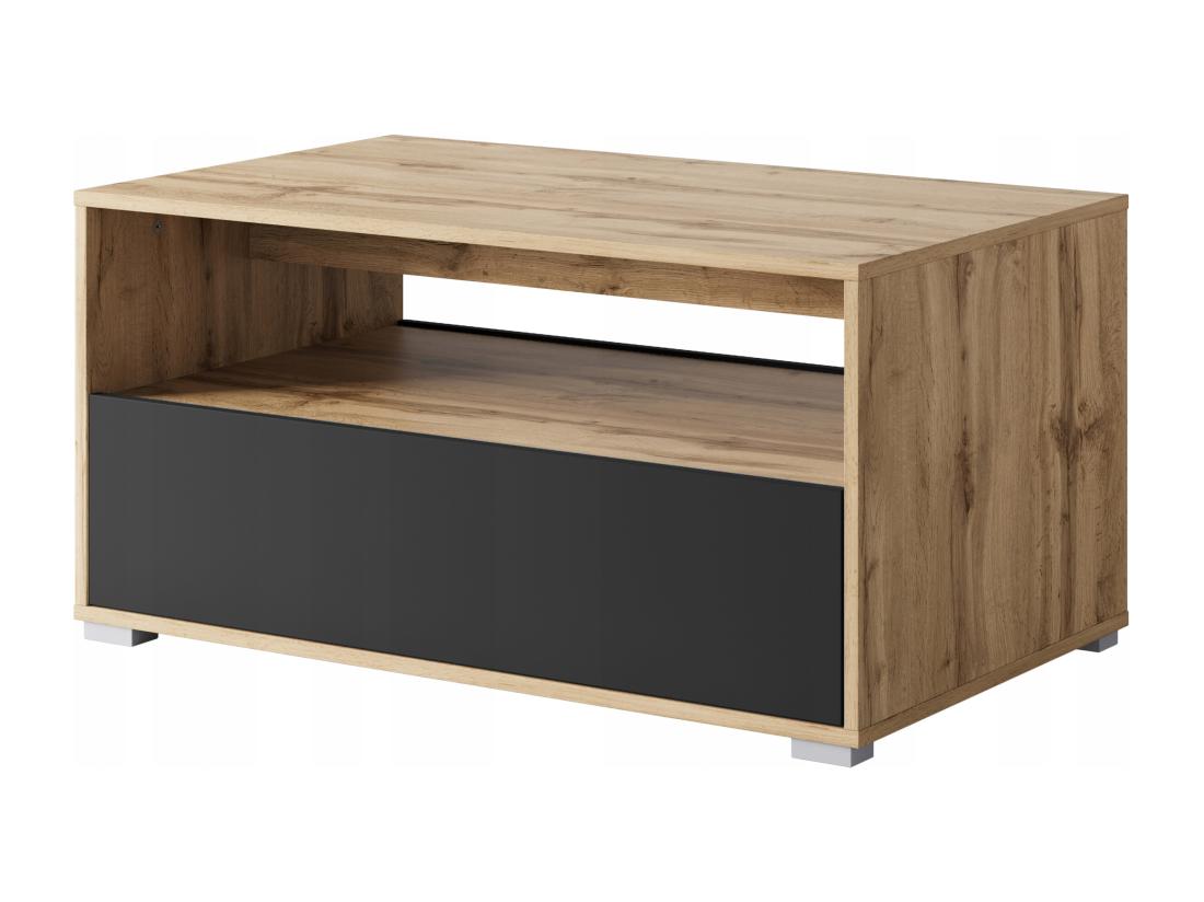 Vente Unique Table Basse Pour Salon Chêne Wotan / Noir Mat