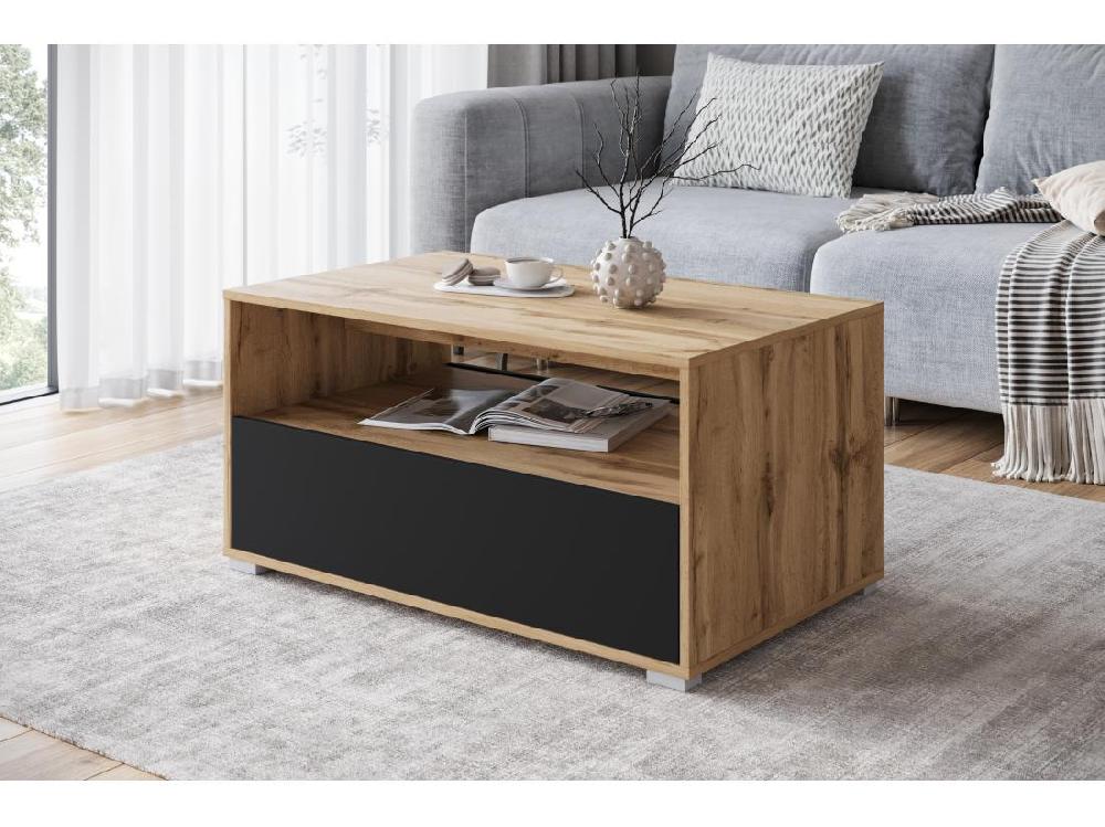 vente unique Table basse pour salon Chêne Wotan / Noir mat