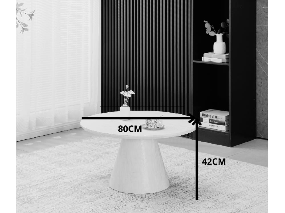 Vente Unique Table Basse Ronde - Effet Bois Chêne Blanc - Bois MDF - MANON