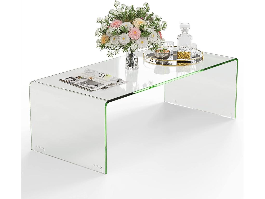 Vente Unique Table Basse Salon En Verre/Table D’Appoint Rectangulaire Forme De U