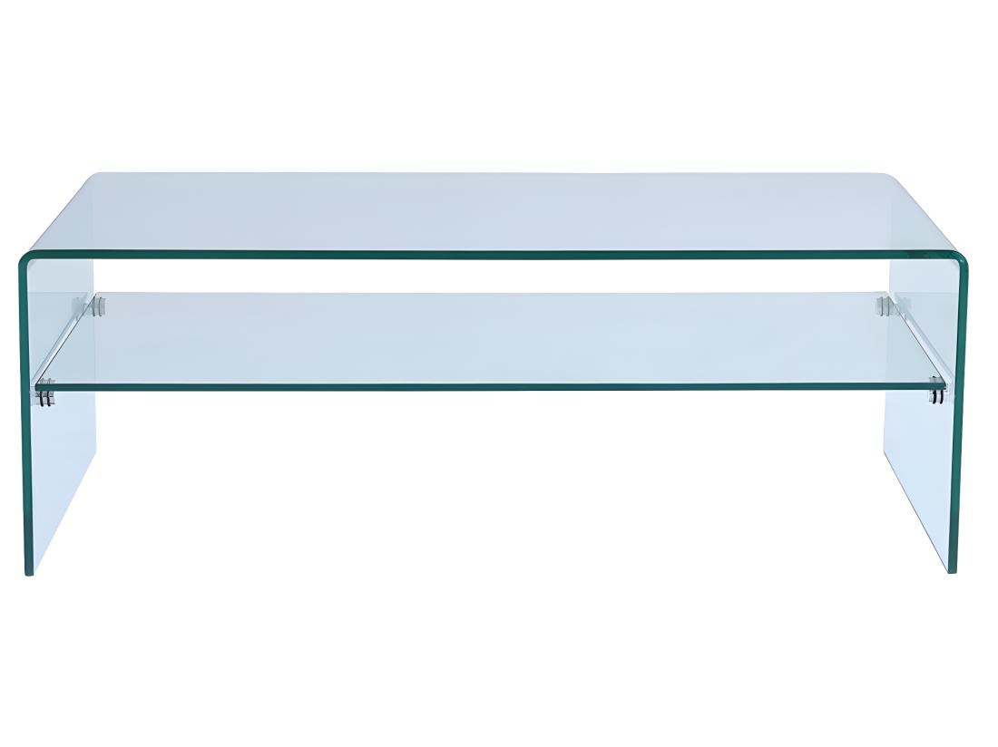 Vente Unique Table Basse STILEOS - Double Plateau - Verre Trempé