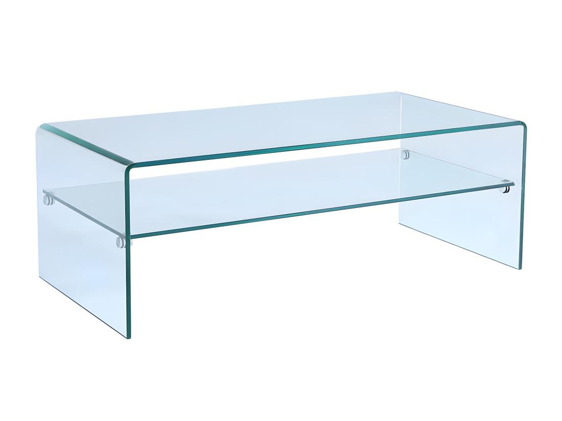 Vente Unique Table Basse STILEOS - Double Plateau - Verre Trempé