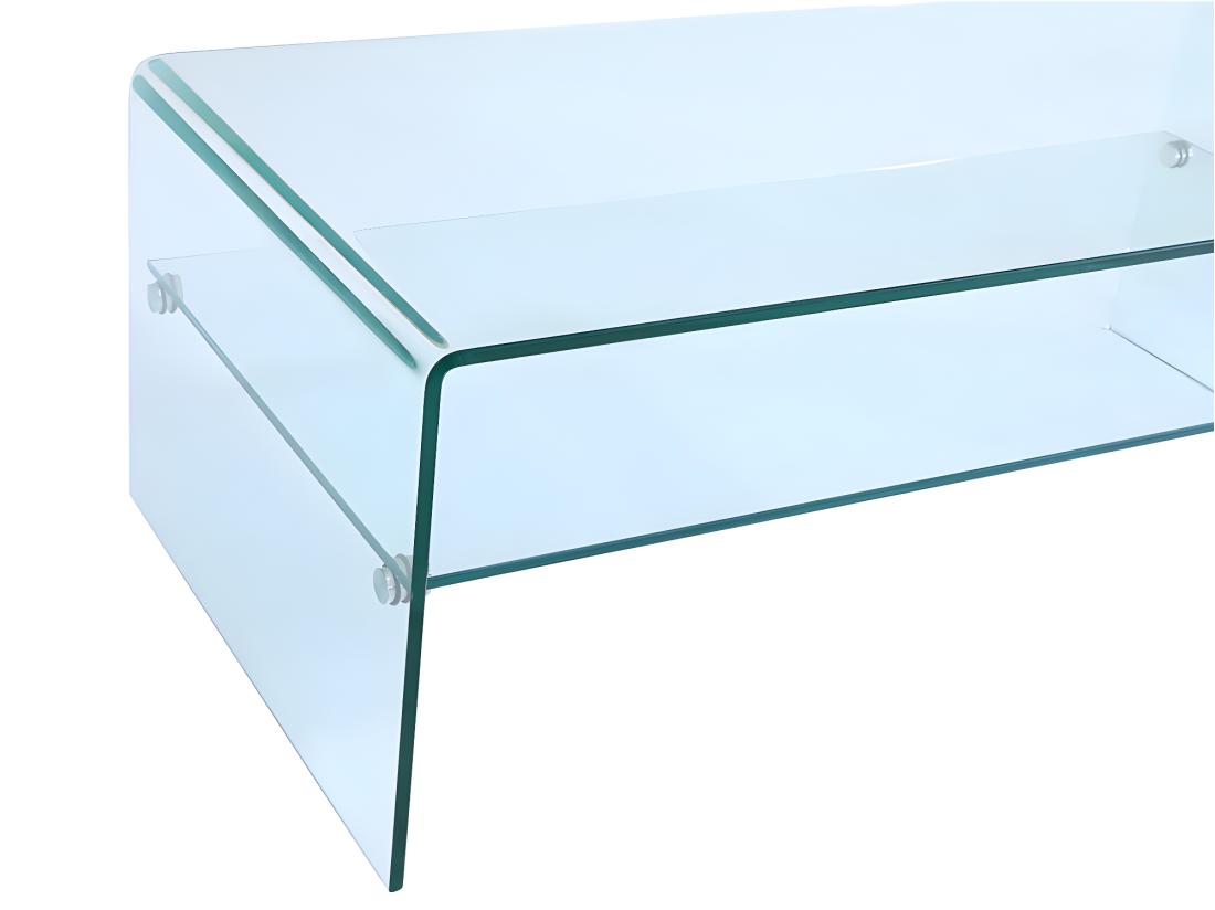 Vente Unique Table Basse STILEOS - Double Plateau - Verre Trempé