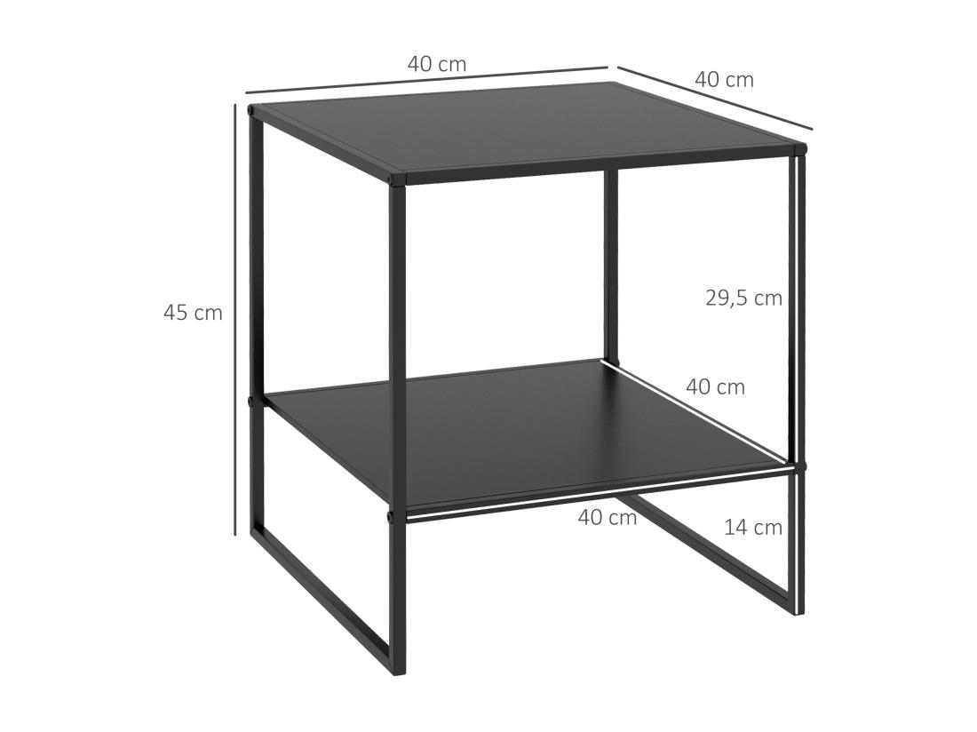 Vente Unique Table Basse Table D'appoint Guéridon Bout De Canapé 2 Niveaux Acier Noir