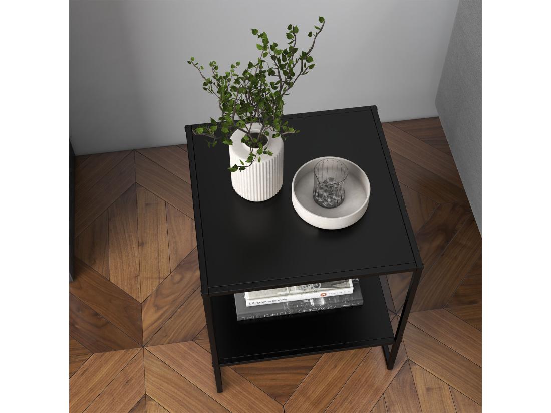 Vente Unique Table Basse Table D'appoint Guéridon Bout De Canapé 2 Niveaux Acier Noir