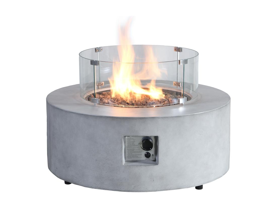 Vente Unique Table Braséro Ronde Au Gaz En MGO Effet Béton - SEROZA